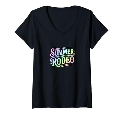 Damen Summer Rodeo - Western Style Cowboy Skull Graphic T-Shirt mit V-Ausschnitt von MaPaNoLi Design