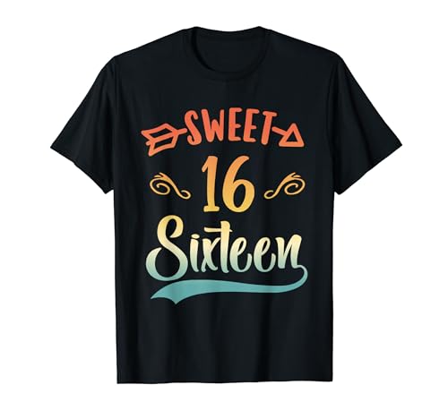 Girls Teen Cute Sweet Sixteen Retro Sweet 16 Birthday T-Shirt von MaPaNoLi Design