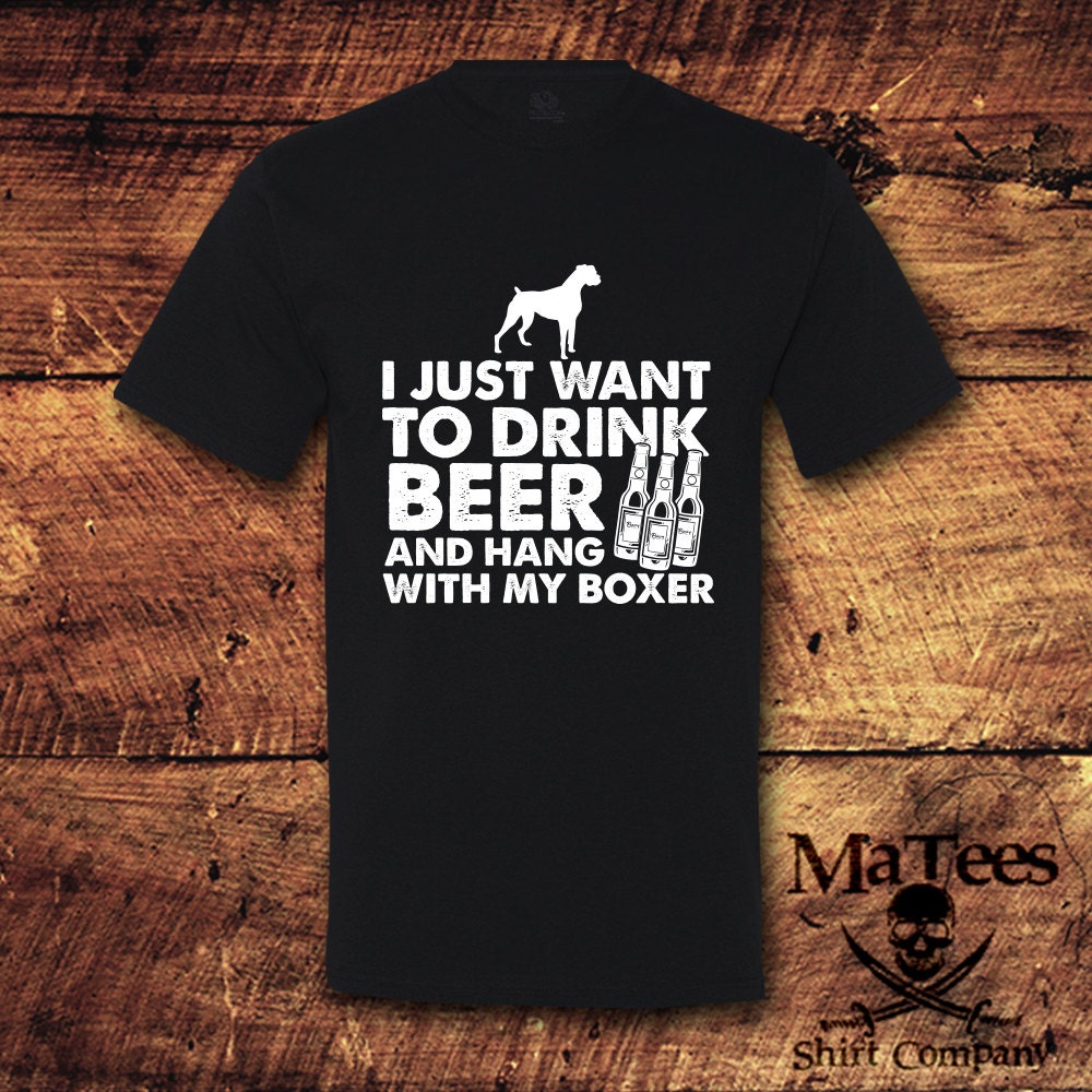 Boxer, Boxer Hund, Hund Geschenk, Hunde Shirt, Bier, Bier Trinkshirt, Trinken, Hundeliebhaber T-Shirt, Shirt von MaTees