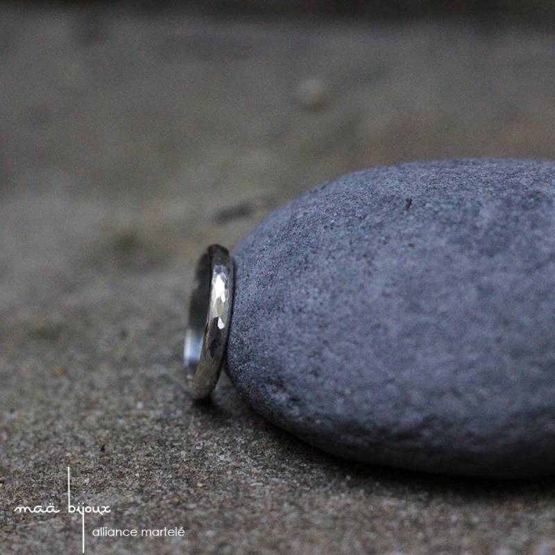 Gehämmerter, Halbrunder Ehering Aus Recyceltem 925Er Sterlingsilber, Gewölbter Für Damen Und Herren, Umweltfreundlicher Schmuck Von Einem von MaaBijoux