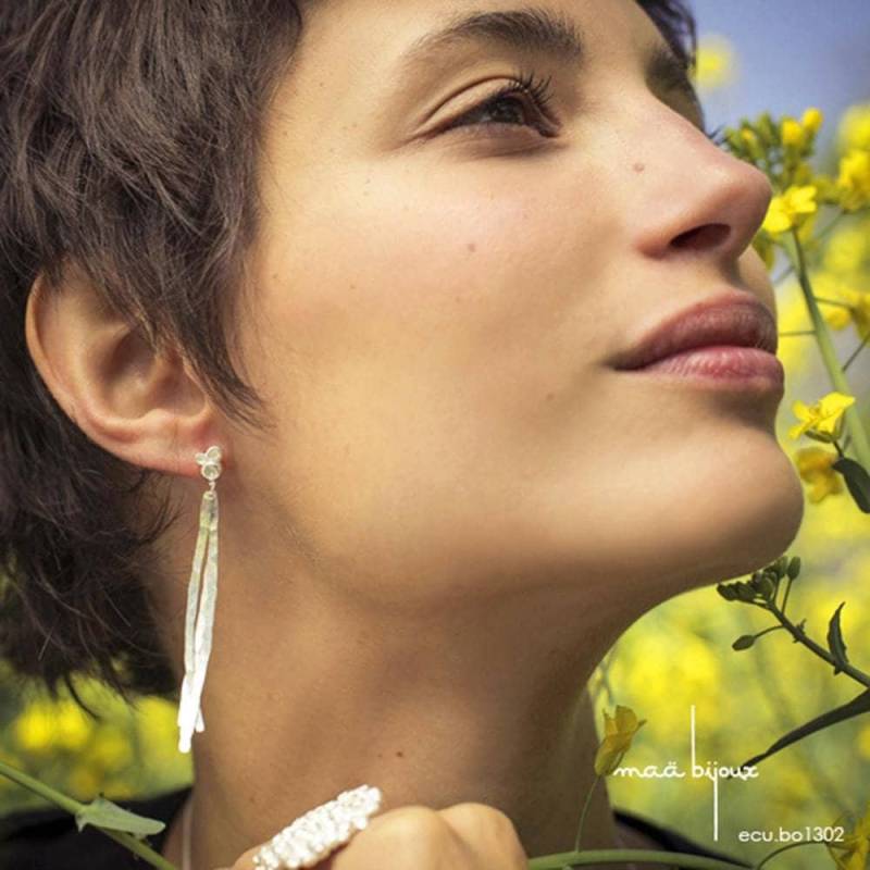 Ohrhänger Aus Massivem Silber, Lange Und Leichte Ohrringe, Schlichte 3-stab-Ohrringe, Minimalistisch, Handgefertigt in Frankreich, Nickelfrei von MaaBijoux