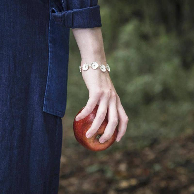 Massives Silbernes Kreisarmband, Moderne Kette, Handgefertigtes Rundes Gliederarmband, Schmuck Inspiriert Von Der Natur Und Holzstämmen von MaaBijoux