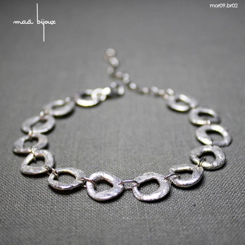 Massives 925Er-Silberarmband, Kreisarmband, Moderne Kette, Gelötete Glieder, Originelle Designer-Armband, Handgefertigt in Frankreich von MaaBijoux
