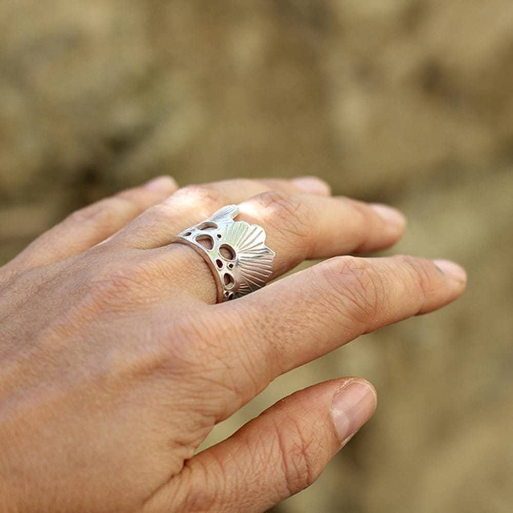 Verstellbarer Ring Aus Recyceltem Massivsilber, Designerschmuck Inspiriert Von Natur Und Blumen, Großer Durchbrochener Ring, Handgefertigt in von MaaBijoux