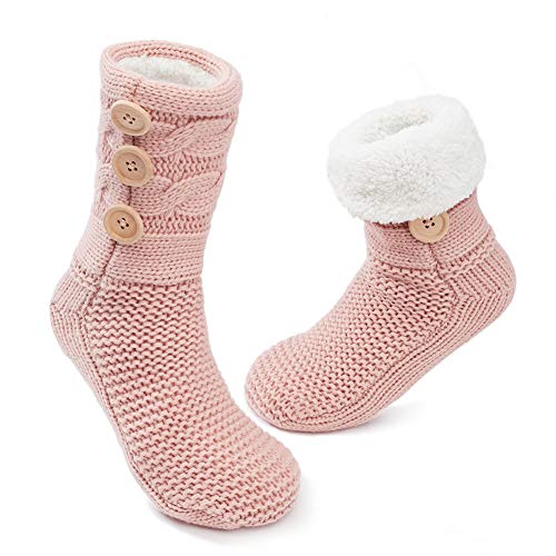 MaaMgic 1 Paar Kuschelsocken mit ABS Sohle, 20+ Stils Hüttensocken | Warme Damen Socken | Wintersocken mit Anti Rutsch Noppen, dicke Haussocken MEHRWEG von MaaMgic