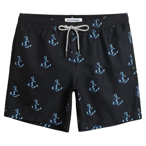 MaaMgic Badehose Herren Badeshorts Männer Badehosen Für Herren Schnelltrocknend Boardshorts Surfen Strandhose Mit Mesh-Futter,Anker - Blau,XXL von MaaMgic