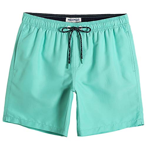 MaaMgic Badehose Herren Badeshorts für Herren Schnelltrocknend Badehosen Elastisch Verstellbar Surf Boardshorts mit Mash-Innenfutter Mintgrün S von MaaMgic