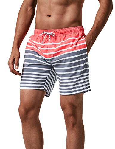 MaaMgic Herren Badehose Jungen Badeshorts Sporthose Schnelltrockend Sport Schwimmhose mit Mesh in vielen Farben, Größen XS - 2XL, Pink Grau XXL von MaaMgic