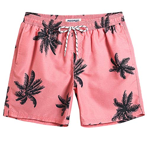 MaaMgic Herren Badeshorts SCHNELLTROCKNEND Boardshorts Trainingshose mit Mesh-Futter und Verstellbarem Tunnelzug MEHRWEG, Kokosnuss Orange L von MaaMgic