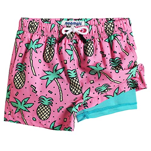 MaaMgic Badehose Jungen Badeshorts Kinder Schnelltrocknend Schwimmhose Kurze Swim Shorts für Kleine Boardshorts mit Kompression Taschen Verstellbare Tunnelzug MEHRWEG,Ananas Kokosnuss,10-12 Jahre von MaaMgic