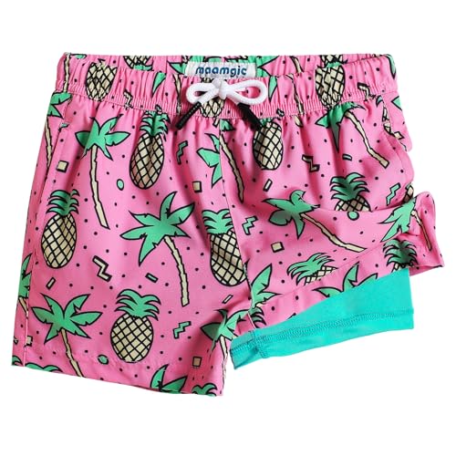 MaaMgic Badehose Jungen Badeshorts Kinder Schnelltrocknend Schwimmhose Kurze Swim Shorts für Kleine Boardshorts mit Kompression Taschen Verstellbare Tunnelzug MEHRWEG,Ananas Kokosnuss,10-12 Jahre von MaaMgic