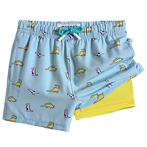 MaaMgic Badehose Jungen Badeshorts Kinder Schnelltrocknend Schwimmhose Kurze Swim Shorts für Kleine Boardshorts mit Kompression Taschen Verstellbare Tunnelzug MEHRWEG,Grün Dino,7 Jahre von MaaMgic