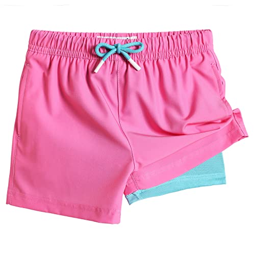 MaaMgic Badehose Jungen Badeshorts Kinder Schnelltrocknend Schwimmhose Kurze Swim Shorts für Kleine Boardshorts mit Kompression Taschen Verstellbare Tunnelzug MEHRWEG,Rosa Königsblau,2 Jahre von MaaMgic