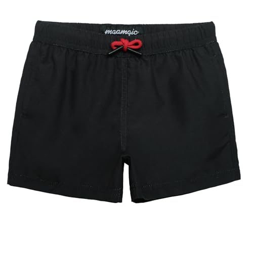 MaaMgic Badehose Jungen Sommer Badeshorts Schnelltrocknend Boardshorts mit Netzfutter Taschen und Verstellbarem Tunnelzug Urlaub Shorts,3-4 Jahre alt,Rein-Navyblau von MaaMgic