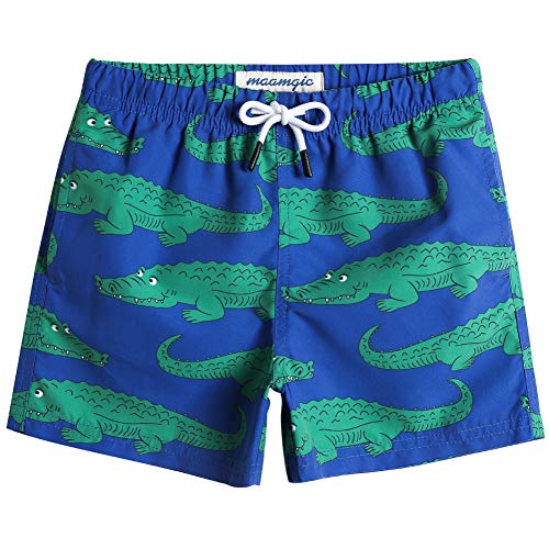 MaaMgic Badehose Jungen Sommer Badeshorts Schnelltrocknend Boardshorts mit Netzfutter Taschen und Verstellbarem Tunnelzug Urlaub Shorts Krokodil Blau,7 Jahre von MaaMgic