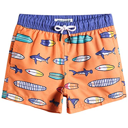 MaaMgic Badehose Jungen Sommer Badeshorts Schnelltrocknend Boardshorts mit Netzfutter Taschen und Verstellbarem Tunnelzug Urlaub Shorts Surfboard Orange,10-12 Jahre von MaaMgic