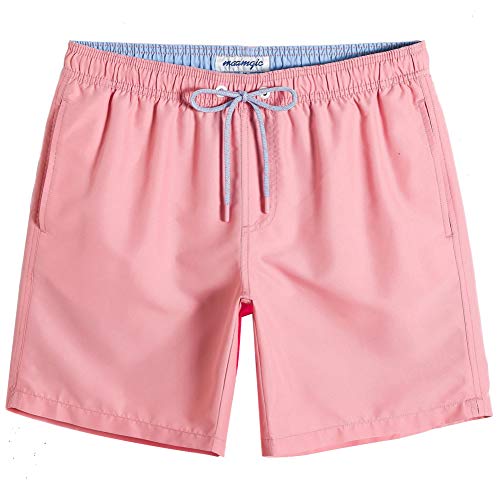 MaaMgic Badehose Herren Badeshorts für Herren Schnelltrocknend Badehosen Elastisch Verstellbar Surf Boardshorts mit Mash-Innenfutter Rosa pink XL von MaaMgic