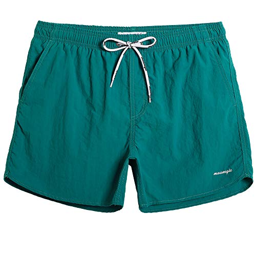 MaaMgic Nylon Badehose für Herren Schnelltrocknend Badeshorts Kurz Beachshorts für Strand und Wassersport MEHRWEG, Kurz Dunkelgrün, XL von MaaMgic