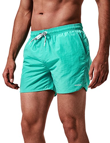 MaaMgic Nylon Badehose für Herren Schnelltrocknend Badeshorts Kurz Beachshorts für Strand und Wassersport MEHRWEG, Kurz Grün, L von MaaMgic