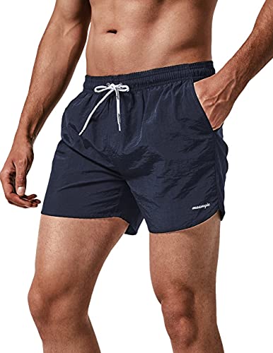 MaaMgic Nylon Badehose für Herren Schnelltrocknend Badeshorts Kurz Beachshorts für Strand und Wassersport MEHRWEG, Kurz Navy Blau, M von MaaMgic