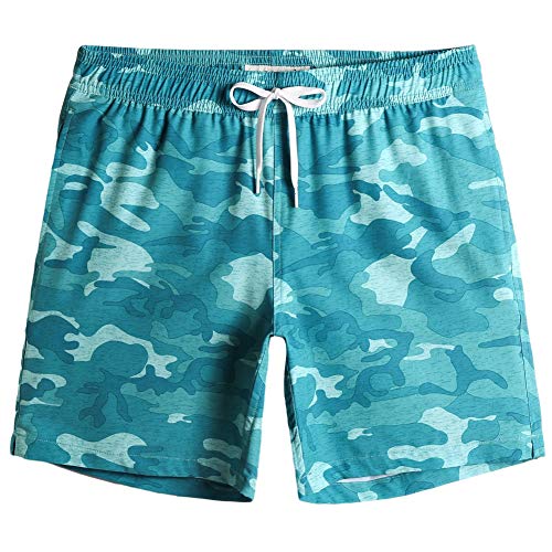 MaaMgic Herren 4 Way Stretch Badehose Schnelltrocknend Badeshorts Kurz Beachshorts für Strand und Wassersport, Tarnung Grün, S von MaaMgic