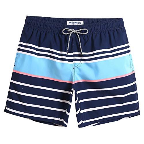 MaaMgic Herren Badehose Jungen Badeshorts Sporthose Schnelltrockend Sport Schwimmhose mit Mesh in vielen Farben, Größen XS - 2XL, Blau Weiß Hellblau L von MaaMgic