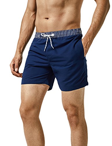 MaaMgic Herren Badehose Jungen Badeshorts Sporthose Schnelltrockend Sport Schwimmhose mit Mesh in vielen Farben, Größen XS - 2XL, Navy Blau Gestreift Bund XS MaaMgic Herren Badehose Jungen Badeshorts Sporthose Schnelltrockend Sport Schwimmhose mit Mesh in vielen Farben, Größen XS - 2XL, Navy Blau Gestreift Bund XS von MaaMgic