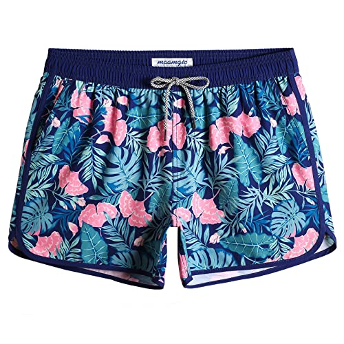MaaMgic Herren Badeshorts Vintage Retro Boardshorts 4 Way Stretch Schnelltrocknend mit Mesh-Futter und Verstellbarem Tunnelzug MEHRWEG, Ginkgo Pink Grün, L MaaMgic Herren Badeshorts Vintage Retro Boardshorts 4 Way Stretch Schnelltrocknend mit Mesh-Futter und Verstellbarem Tunnelzug MEHRWEG, Ginkgo Pink Grün, L von MaaMgic