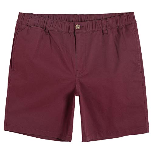 MaaMgic Herren Chino Shorts Bermuda Kurze Hose 7" | Essentials Herrenshorts aus 98% Baumwolle | lässig Arbeitshose Elastischer Bund mit Multi-Taschen | Regular Fit für Männer, Sommer,Weinrot,33 von MaaMgic