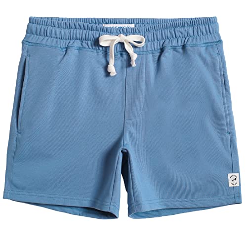 MaaMgic Herren Kurze Hosen Sweatshort Jogginghose Baumwolle Fitnesshose Casual Traininghose mit Schrittlänge 14cm,Himmelblau 5.5,XS von MaaMgic