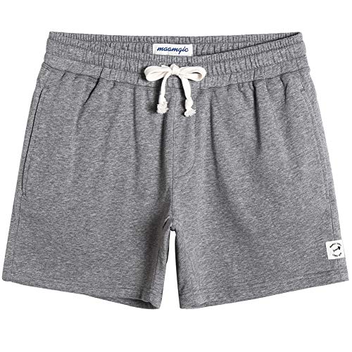 MaaMgic Herren Kurze Hosen Sweatshort Jogginghose Baumwolle Fitnesshose Casual Traininghose mit Schrittlänge 14cm Grau XS von MaaMgic