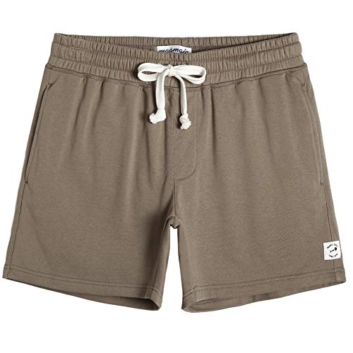 MaaMgic Herren Kurze Hosen Sweatshort Jogginghose Baumwolle Fitnesshose Casual Traininghose mit Schrittlänge 14cm Khaki S von MaaMgic