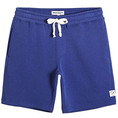 MaaMgic Herren Kurze Hosen verdickte Sweatshort Jogginghose Baumwolle Fitnesshose Casual Traininghose mit Schrittlänge 23cm Königsblau S von MaaMgic