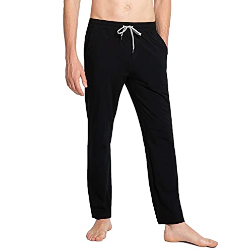 MaaMgic Herren Leichte Yogahose Jogginghose Baumwolle atmungsaktiv Trainingshose, Schwarz, L von MaaMgic