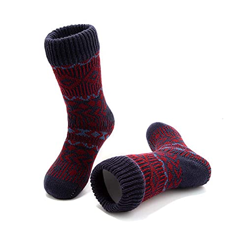 MaaMgic Herren Stoppersocken Kuschelsocken Warme Dicke Socken Haussocken Wintersocken mit Innenfell Teddyfutter und Antirutschsohle MEHRWEG,Weinrot,41/43 EU von MaaMgic