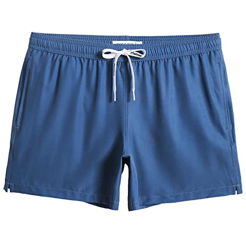 MaaMgic Herren kurz Badeshorts 4 Way Stretch Boardshorts Schnelltrocknend mit Mesh-Futter und Verstellbarem Tunnelzug MEHRWEG,Einfarbig Blau 5.5,S von MaaMgic