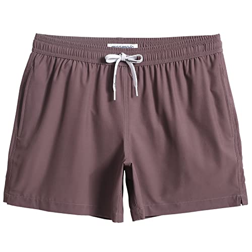 MaaMgic Herren kurz Badeshorts 4 Way Stretch Boardshorts Schnelltrocknend mit Mesh-Futter und Verstellbarem Tunnelzug MEHRWEG,Einfarbig Eisenocker Rot 5.5,S von MaaMgic