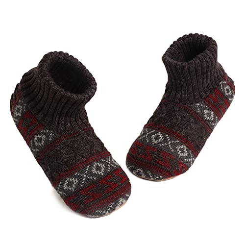 MaaMgic Hüttensocken Herren Warme Dicke, Stoppersocken Herren Haussocken Hausschuhe Hüttenschuhe Weiche Slipper Socken mit Innenfell Teddyfutter und Antirutschsohle MEHRWEG,Dunkelgrau,44/45 EU von MaaMgic