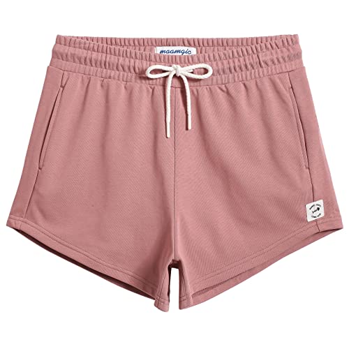 MaaMgic Jogginghose Damen Kurze Sweatshorts | kurz Sporthose Laufhose | Damen Shorts für Running Jogging Yoga Fitness Atmungsaktiv Freizeithose Gym XS-XXL MEHRWEG,Rosa,L von MaaMgic