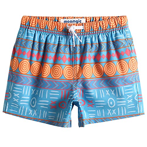 MaaMgic Jungens 4 Way Stretch Badehosen Schnelltrocknend Badeshorts mit Mesh-Futter Taschen und Verstellbarem Tunnelzug MEHRWEG， Blau， 10-12 Jahre von MaaMgic