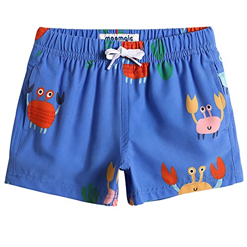 MaaMgic Jungens 4 Way Stretch Badehosen Schnelltrocknend Badeshorts mit Mesh-Futter Taschen und Verstellbarem Tunnelzug MEHRWEG， Krabbe Königsblau， 5-6 Jahre alt von MaaMgic