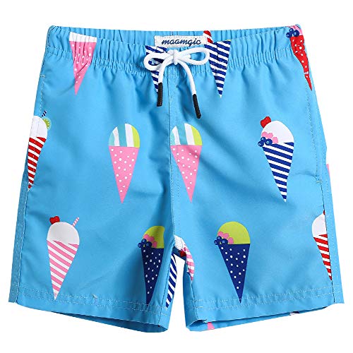 MaaMgic Kleine Jungen Badeshorts Schnelltrocknend Boardshorts mit Mesh-Futter Taschen und Verstellbarem Tunnelzug MEHRWEG, Kaleidoskop Blau, 14-16 Jahre von MaaMgic