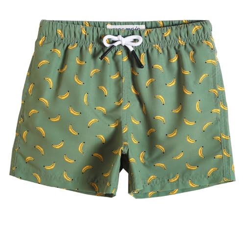 MaaMgic Kleine Jungen Badeshorts Schnelltrocknend Boardshorts mit Mesh-Futter Taschen und Verstellbarem Tunnelzug MEHRWEG, Matcha Grün, 7 Jahre von MaaMgic
