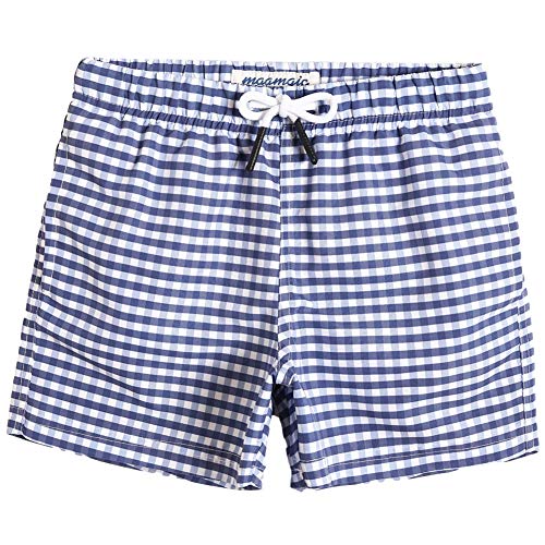 MaaMgic Kleine Jungen Badeshorts Schnelltrocknend Boardshorts mit Mesh-Futter Taschen und Verstellbarem Tunnelzug MEHRWEG, Blau Lila, 10-12 Jahre von MaaMgic