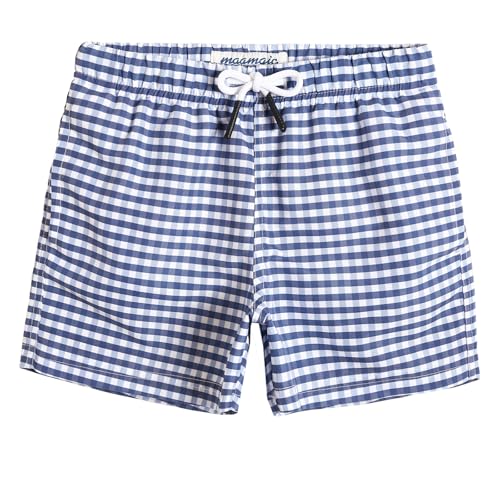 MaaMgic Kleine Jungen Badeshorts Schnelltrocknend Boardshorts mit Mesh-Futter Taschen und Verstellbarem Tunnelzug MEHRWEG, Blau Lila, 3 Jahre von MaaMgic