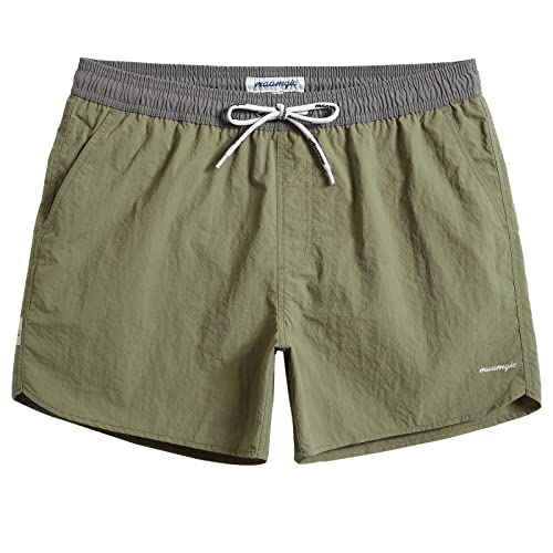 MaaMgic Nylon Badehose für Herren Schnelltrocknend Badeshorts Kurz Beachshorts für Strand und Wassersport,05 Grün Grau,L von MaaMgic