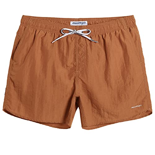 MaaMgic Nylon Badehose für Herren Schnelltrocknend Badeshorts Kurz Beachshorts für Strand und Wassersport,07 Kamel,S von MaaMgic