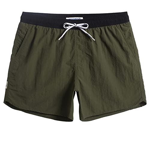 MaaMgic Nylon Badehose für Herren Schnelltrocknend Badeshorts Kurz Beachshorts für Strand und Wassersport,Olivgrün,L von MaaMgic