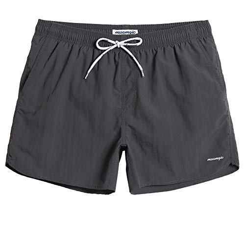 MaaMgic Nylon Badehose für Herren Schnelltrocknend Badeshorts Kurz Beachshorts für Strand und Wassersport MEHRWEG, Kurz Dunkelgrau, M von MaaMgic