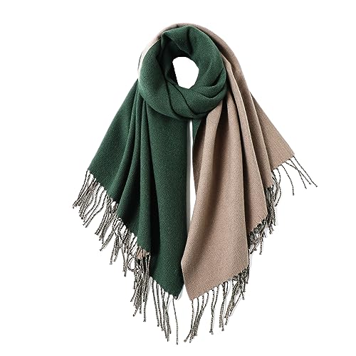 MaaMgic Schal Damen Pashmina Stola Warm Zweifarbig mit quasten/fransen Tücher für Frauen Abendkleider Hochzeit Festlich xxl Schals Herbst Winter Einfarbig Deckenschal MEHRWEG von MaaMgic